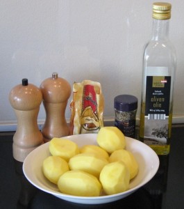 Ingredienserne til græske kartofler